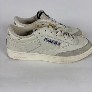 REEBOK VINTAGE MEN'S ATHLETIC SHOE WHITE SIZE 9 M WHITE AND BLUE CLASSIC